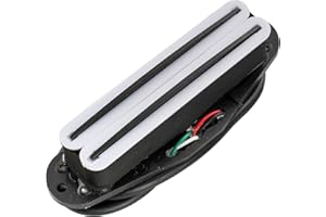 Musiclily Hot Rails Humbucker Strat Pickup Single Coil Size for Fender Stratocaster Squier Electric Guitar,White Body with Black Rails