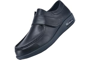 AEHO Scarpe Uomo Diabetici Pianta Larga Scarpe Uomo Ortopediche Mocassini in Pelle Extra Larghi Scarpe Uomo Casual con Strappo per Piedi Gonfi da Lavoro Larga,Nero,43 EU