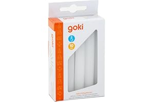 goki Geburtstagskerzen Weiß 10 Stück, Durchmesser 1,3 cm für Geburtstagszug und Grimm's Ringe/Spiralen, Unparfümiert