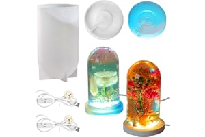 Yayatty Resin Molds, Cylinder Light Resin Silicone Molds, Silicone Resin Molds Stand with USB Powered Light for DIY Desktop Ornaments Table Lamp Table Candle Home Decorations