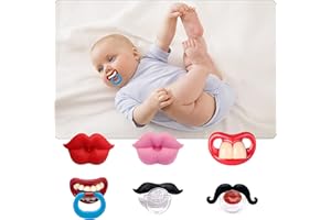Upriver 6Pack Baby Funny Pacifier Cute Kissable Lips and Gentleman Mustache Teeth Pacifier, Soft Silicone Pacifier for Babies and Toddlers Shower, No BPA