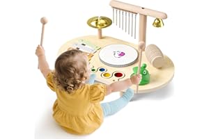 BugyKido perkusja dla dzieci, 7 w 1 zabawka muzyczna dla dzieci, Montessori zabawka edukacyjna perkusja z xylophonem, zestaw bębnów dla dzieci, instrumenty muzyczne jako prezenty dla dzieci w wieku 2