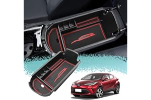 ZCLINKO T*oyota C-HR 2016-2021 Caja de Almacenamiento para Apoyabrazos, Consola Central Organizador Bandeja Storage Box Auto interior Accesorios(Rojo)