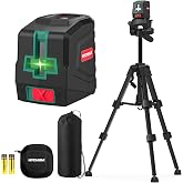 HYCHIKA Self-Leveling Laser Level with Tripode, Green Horizontal and Vertical Laser Level, Line Laser with Carry Bag and 2 AA