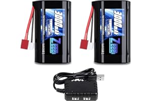 Zeee 2S Batería Li-Ion 7.4V 3000mAh con Conector Deans Batería RC Recargable Compatible con Coche RC de Alta Velocidad 4WD Escala 1/16 Coche RC Barco RC Camiones RC (2pcs)