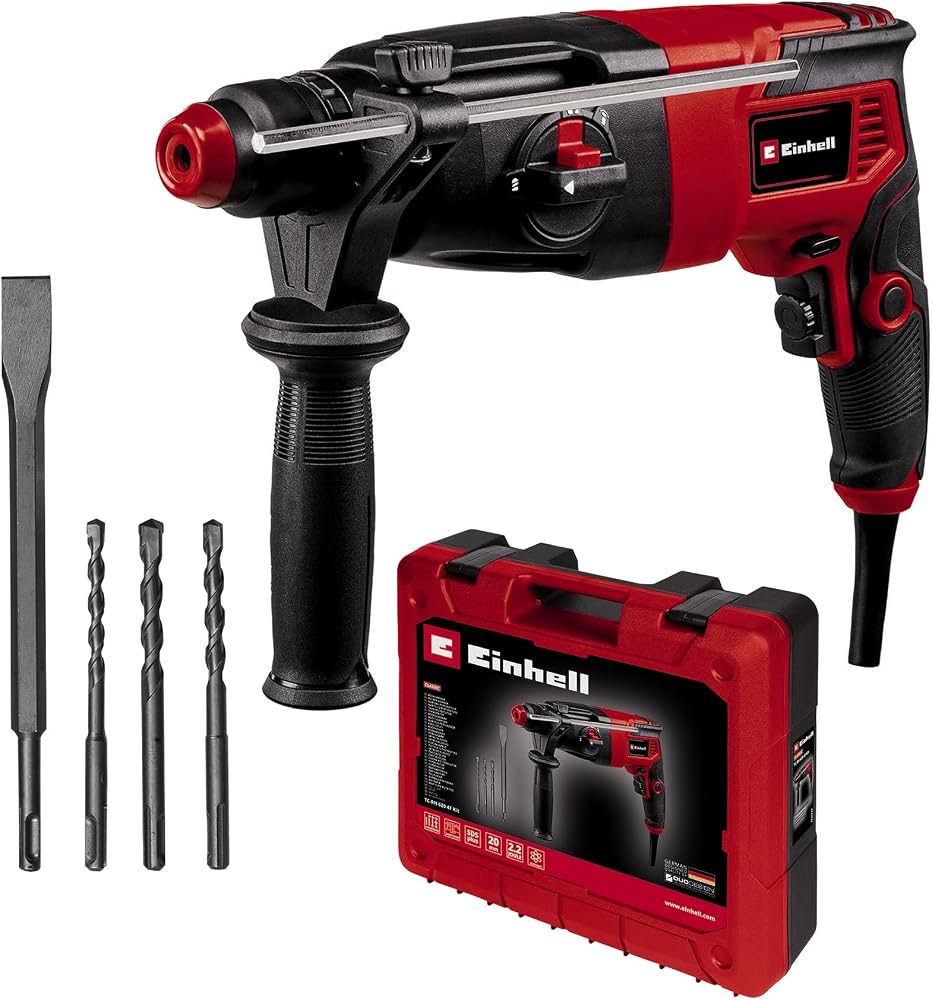 Einhell Kırıcı Delici TC-RH 620 4F Kit 4257992 | 620 W | 2,2 J | SDS-Plus | betonda 20 mm delme kapasitesi | pnömatik darbe | 4 işlev | 3 matkap ucu | düz keski