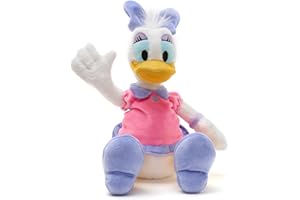 Disney Store Peluche pequeño de Daisy, Altura: 30 cm, Peluche con un Acabado de Tacto Suave y Detalles Bordados, Barriga blandita rellena de Perlas de poliestireno, para Todas Las Edades