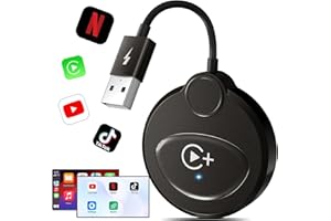 PNBLAECE Adattatore CarPlay Wireless con YouTube, Netflix e Tiktok per iPhone, Dongle per CarPlay Cablato in Fabbrica a Wireless, Connessione Automatica per Auto Successive al 2016