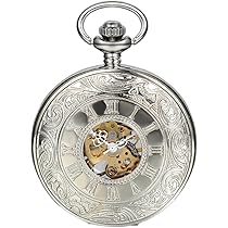 Würfel Taschenuhr Vintage | Mit Zahnradgravur & 39cm Kette | Retro Taschenuhr Geschenk