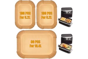 Owelth Papier do Pieczenia do Frytownicy Powietrznej, 180 Sztuk Kwadratowy Papier do Pieczenia do Frytownicy Powietrznej, Nieprzywierająca, Odporna na Olej Jednorazowa Wkładka Papierowa