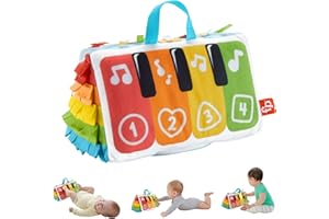 Fisher-Price - Palestrina Baby Piano, pianoforte morbido con luci e musica per il gioco sensoriale distesi sul pancino, 4 tasti attivabili inclusi, giocattolo per bambini, 0+ anni, HND54