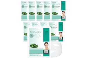 DMD DERMAL MAKE A DIFFERENCE DERMAL 10 hojas de mascarilla facial coreana con esencia de colágeno de aloe – Hidratante y calmante con aloe vera, humectación intensiva, cuidado refrescante de quemaduras solares