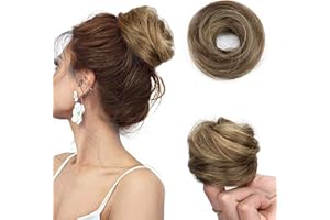 ZHUOFAN Gumki do włosów dla kobiet, proste spinki do włosów, gumka do włosów, elastyczna opaska do włosów, elastyczna opaska do włosów, pączek do włosów, miękkie syntetyczne przedłużanie włosów (brązowa)