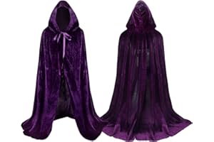 Proumhang Cape à Capuchon Velours Enfant Vampire Magicien Déguisement Costume Halloween Noël Easter Carnaval Violet S