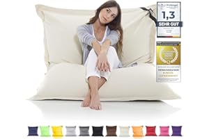 LAZY BAG Giant Bean Bag Chair XXL Indoor and Outdoor living room balcony garden bean bag 400L giant beanbag seat cushion chair for children & adults 180 x 140cm (Cotton, Beige)