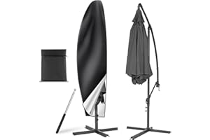 AiQInu Sonnenschirm Schutzhülle mit Stab, Große Ampelschirm Schutzhülle für 2 bis 4 M Rund und Eckig Sonnenschirm, 210D Oxford, Wetterfeste, UV-Anti,Winddicht und Schneesicher, 265x40/70/50 cm