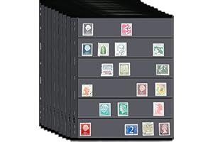 runrayay 10 Feuilles de Pages de Timbres, Page d'album de Timbres de Collection 6 rangées pour classeur d'album de Timbres avec Pochettes de Reliure Standard à 9 Trous pour collectionneurs de Timbres