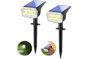 AOSTOK Faretti Solari a Led da Esterno, 59 LED Lampioni Solari da Giardino 3 Livelli di Luminosità, IP65 Impermeabile Lampioncini Solari da Lmpermeabili per Vialetto, Cortile,Alberi,Piscina e Campeggio