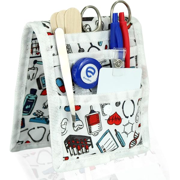 Borsa Da Infermiera Marsupio Con Cintura Regolabile, Organizer Porta Attrezzi 25x18 Cm Per Forbici E Garze - Accessori Cura Sanitaria (Nero) - 2