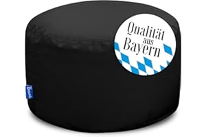 ‎BRUNI Bruni Pouf Sitzhocker L in Schwarz – runder Sitzpouf, Indoor und Outdoor als Fußhocker, Yoga-Sitzkissen, Meditationskissen geeignet, in Deutschland gefertigt