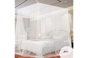 FGEN Square Mosquito Net, Universal Square Mosquito Net, Suitable for Most Types of Beds, Effectively Protect From Mosquitoes - White (200 x 200 x 180 cm)
