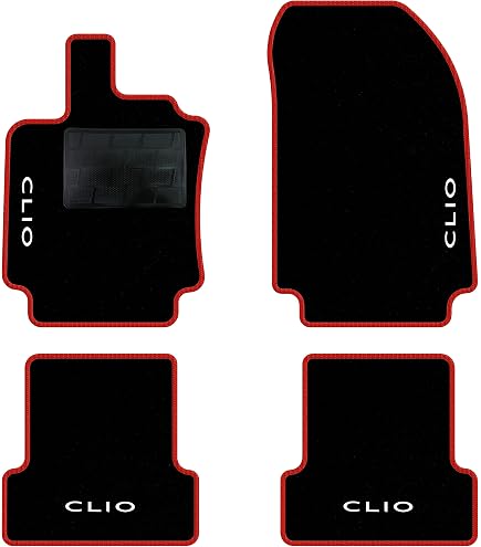 Tappetini Auto DBS Personalizzati Per Renault Clio 4 (2012-2019), 4 Pezzi Antiscivolo Con Clip AUTOGRIP, Tessuto Nero Resistente - 2