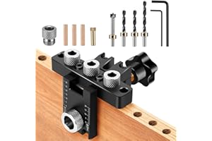 Gaethra Szablon do wiercenia 3 w 1, do budowy mebli, regulowany drewniany kołek, pozycjonujący klips, do otworów na kołki 8/10/15 mm, precyzyjne stolarstwo