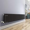 Warmehaus - Traditional Cast Iron Style Anthracite 3 Column Horizontal Radiator 300x1460mm - Modern Central Heating Space Saving Radiators - Perfect for Bathrooms, Kitchen, Hallway, Living Room