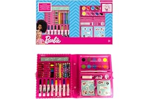 FANCY S.A. EOOD Fancy Valigetta 52 Colori Varie Fantasie Pennarelli Matite Acquarelli Scuola Disegno Idea Regalo Bambini Il Tuo Cartone Animato Preferito (Barbie)