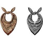 Kadın Fular 2'li set 50x50 Kare Bandana Eşarp Rayon İtalyan Dikişli Boyun Fuları Sa&ccedil; Bandana