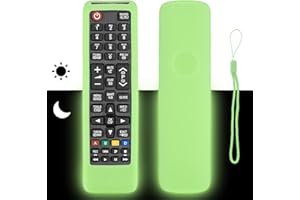 CTRLBETTER Custodia Telecomando in Silicone Compatibile Con Samsung BN59-01268D AA59-00786A BN59-01175Q BN59-01175P BN59-01189A TV Telecomando Copertura Protettiva Antiurto Con un Cordino (Verde Fluorescente)
