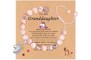 YOEE 6th 7th 8th 9th 10th 11th 12th Bracelet Gift for Girls, Adjustable Pink Zebra Bracelets with Cute Unicorn Charm for Daughter Granddaughter, with Card & Box