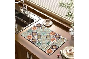SAKDFHLJLP Raidley Quick Dry Dish Mat, Retro Quick-Drying Water-Draining Mat, Heat Resistant Drying Mat for Kitchen Bar Countertops Coffee Dish Draining Mat (#2,40 * 50cm)