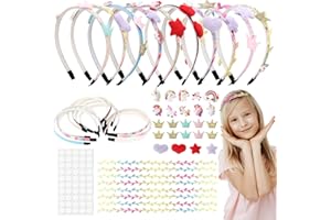 KAHOUI 10 Pièces Serre Tete Fille Bricolage 1 cm, Serre Tete Enfant Licorne Dégradé de Couleur, DIY Bandeau Cheveux Fille Denté Polyvalent, Bandeau Cheveux Enfant pour Couronne, Coeur
