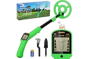 OMMO Metal Detector per Bambini, Stelo Regolabile da 70-96 cm, Metal Detector Leggero per Bambini con Bobina Impermeabile da 6", Gold Detector per Principianti, Pala, Rastrello, Verde