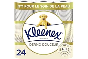 KLEENEX Dermo Douceur - Papier Toilette (4 paquets de 6 rouleaux) - triple épaisseur - 100% de fibres naturelles - sans parfum - ni colorant