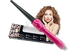 TEMPO DI SALDI Cono per Capelli Professionale, Temperatura Max 210°C e cavo girevole a 360°, Cono Arricciacapelli per Acconciatura effetto Beach Waves Veloce e Duratura