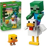 LEGO Minecraft Tavuk Jokey 21582 | 9 Yaş ve &Uuml;zeri &Ccedil;ocuklar i&ccedil;in Yavru Zombi Fig&uuml;r&uuml; İ&ccedil;eren Oyuncak Yapım Seti, Video Oyunu Tem