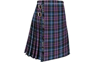 BRAW CLANS TARTANS Men's 5 Yard Tartan Kilt | Various Plaid Designs | Waist Sizes 30-46 inch | Scottish Occasions Like Stag Parties, Formal Events | Polyester & Cotton | Leather Straps