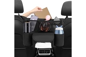 Yasdyri Auto Aufbewahrungstasche für Autositze Auto Organizer Zwischen Vordersitzen Auto Handtaschen für Handtaschen, Snacks, Wallets, Getränke, Handys (schwarz)