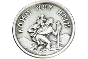 Auto-Plakette CHRISTOPHORUS Ø 2,9 cm – Schutzpatron der Reisenden – mit Magnet & Klebepad – CHRISTOPHERUS Automedaille mit Gravur Komm gut heim – Geschenk fürs Auto – MaMeMi