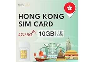 travSIM Hong Kong SIM Card | 15 giorni - 10GB di dati | 5G/4G ad alta velocità | Accesso a Internet per Google, Facebook, Whatsapp, Instagram e altro ancora