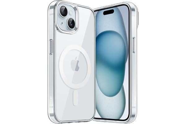 JETech Magnetiskt Skal för iPhone 15, Klar | Kompatibel med MagSafe, Stötsäker Bumper Fodral, Reptålig, Transparent Baksida