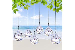 MECCTUCK 6 kryształów do zawieszenia, łapacz słońca, kryształ, łapacz słońca, kryształ pryzmatu, łapacz słońca, dekoracja wisząca, łapacz światła, kryształowy wisiorek do dekoracji okna ogrodu