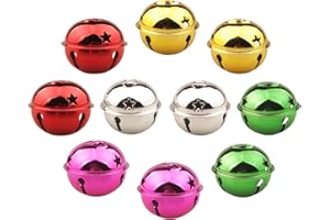 HUASUN 10 Campanas de Navidad Decoración Cascabeles de Colores para Boda Fiesta Cumpleaños de Adornos Navideños 5cm (Multicolor)
