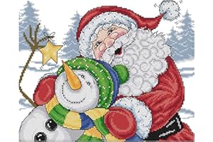 CUKOL CUKOL Cukol Kit Punto Croce Prestampato Babbo Natale, Disegni Punto Croce Kit da Ricamare Quadri Quadro Pupazzo Neve, Kit Ricamo Ricami Punto Croce Completo Stampati Schemi per Principianti Bambini Set