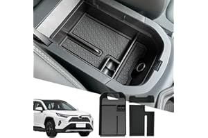 D-Lumina RAV-4 Center Console Organizer Compatible with Toyota RAV4 2019 2020 2021 2022 2023 - Armrest Secondary Storage Tray, w/Black Anti-Dust Mats