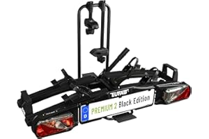 EUFAB 11648ON Porte-vélos Premium 2" Black Edition, Compatible avec vélo électrique, entièrement pré-monté, Protection antivol, pour 2 vélos, pour attelage de remorque, Noir