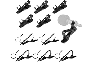 Hezhou 10 Stücke Schwarz Mini Lavalier Revers Kragen Clip Mic Mikrofon Halter Griff aus Metall Mikrofon Mic Clips Klemmen Für Interview Meeting Lectures Online Chat Geeignet (Stil 2)