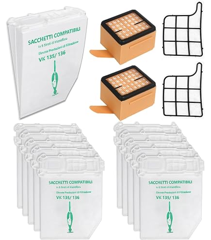 SACCHETTI FOLLETTO VK135 VK136 12PEZZI DI QUALITÀ IN MICROFIBRA E